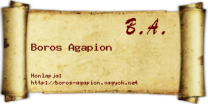 Boros Agapion névjegykártya